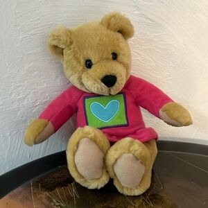 Sale! Hallmark Cards “Kiss Kiss” Teddy Bear, Tan w/Pink Dress, 10”